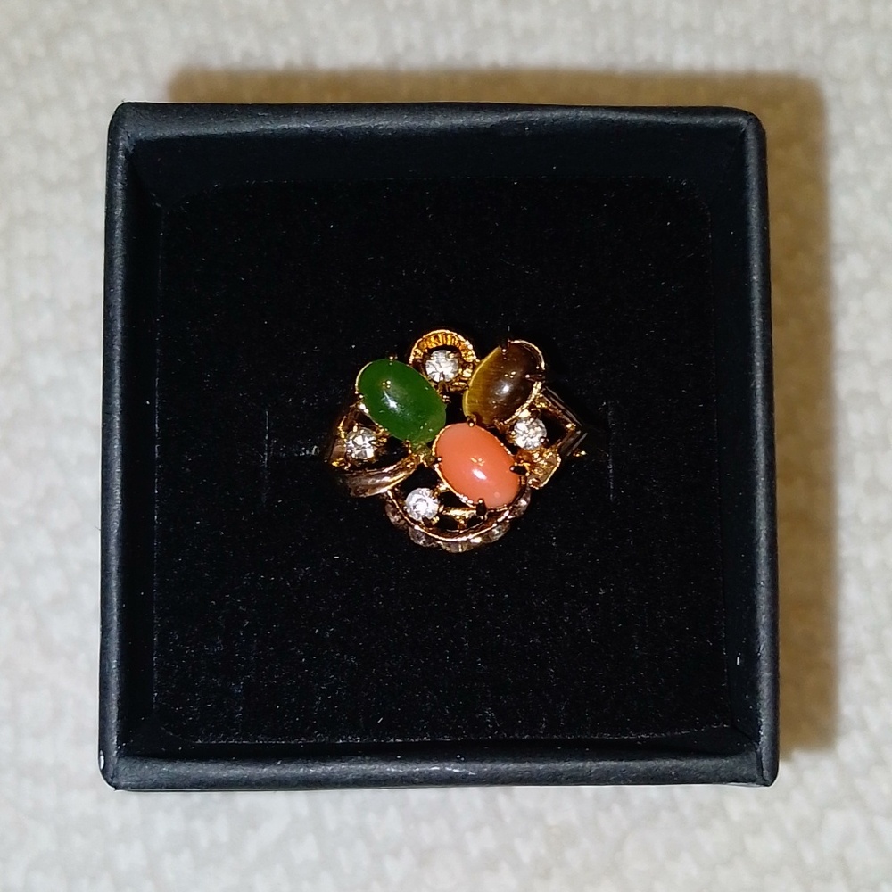 NIB Vintage Semi-Precious Gem Stone Gold Ring 8 9